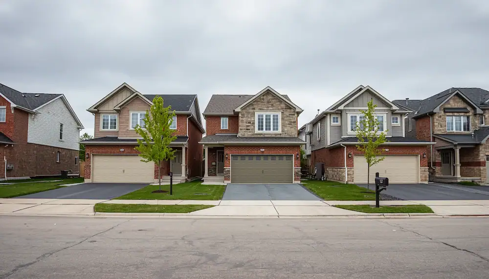 Row of suburban detached homes in Kanata Ottawa